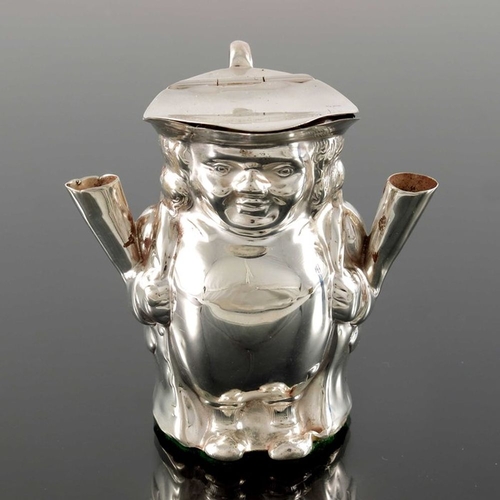 155 - A George V novelty silver cigar table lighter, Birmingham 1911, modelled as a Toby jug with handle, ... 