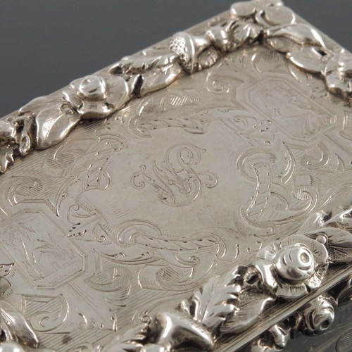 159 - A Victorian silver snuff box, Charles Rawlings and William Summers, London 1845, waisted cuboid form... 