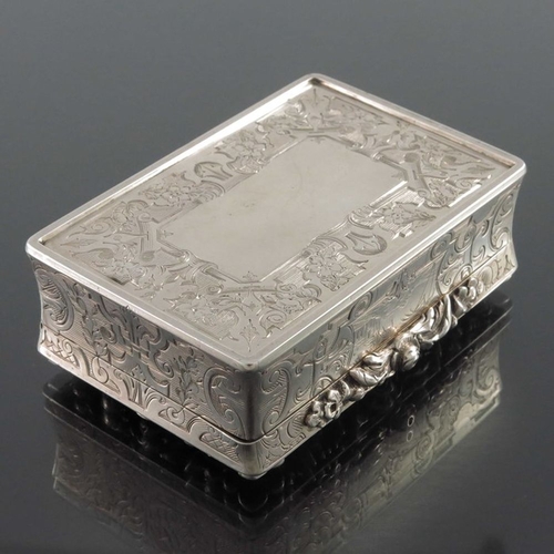 159 - A Victorian silver snuff box, Charles Rawlings and William Summers, London 1845, waisted cuboid form... 