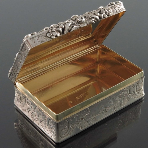 159 - A Victorian silver snuff box, Charles Rawlings and William Summers, London 1845, waisted cuboid form... 