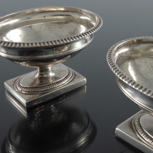 174 - A pair of Victorian silver salt cellars, Charles Stuart Harris, London 1881, Neoclassical oval secti... 