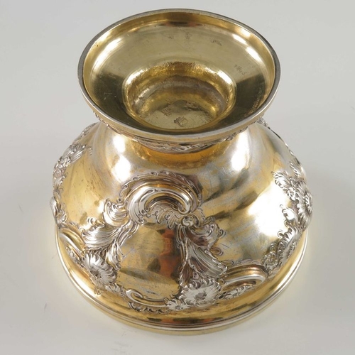 184 - A George II silver gilt sugar box, Samuel Taylor, London 1751, pedestal ogee form, embossed and chas... 