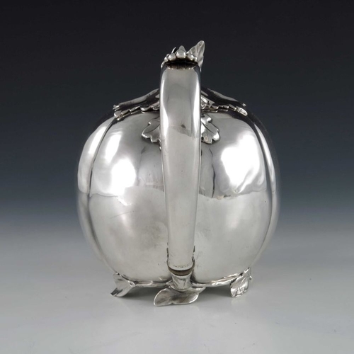 190 - Paul Storr, a William IV silver teapot, Storr and Mortimer, London 1831, melon form, realistically m... 