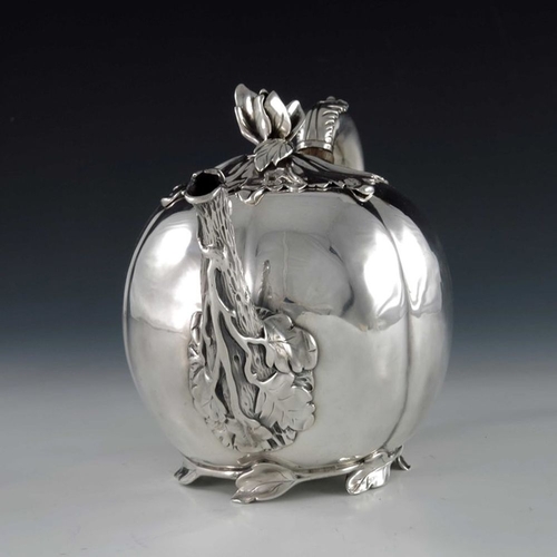 190 - Paul Storr, a William IV silver teapot, Storr and Mortimer, London 1831, melon form, realistically m... 