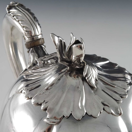 190 - Paul Storr, a William IV silver teapot, Storr and Mortimer, London 1831, melon form, realistically m... 