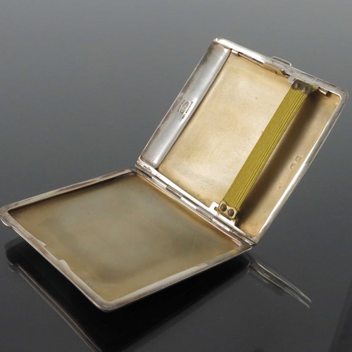 202 - A George VI silver and enamelled cigarette case, Birmingham 1936, rectangular cushioned with green g... 