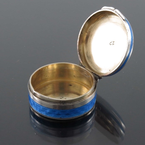 205 - An Austrian silver gilt and enamelled pill box, probably Rudolf Steiner, import marks P H Vogel, Lon... 