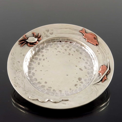 208 - An American Japonesque silver and mixed metal pin dish, Whiting Manufacturing Company, New York circ... 