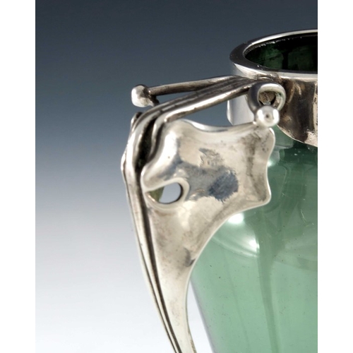 212 - Kate Harris for William Hutton, an Arts and Crafts silver and glass vase, Goldsmiths and Silversmith... 