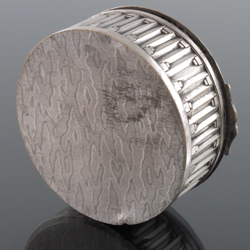 220 - A Secessionist silver plate, tortoiseshell and lacquer jewel box, circa 1910, cylindrical drum form,... 