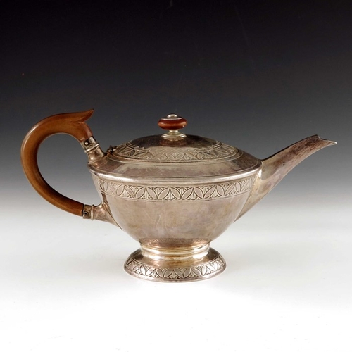 223 - Bernard Cuzner for Liberty and Co., an Arts and Crafts silver teapot, William Hair Haseler, Birmingh... 