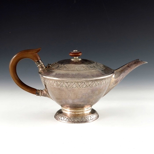 223 - Bernard Cuzner for Liberty and Co., an Arts and Crafts silver teapot, William Hair Haseler, Birmingh... 