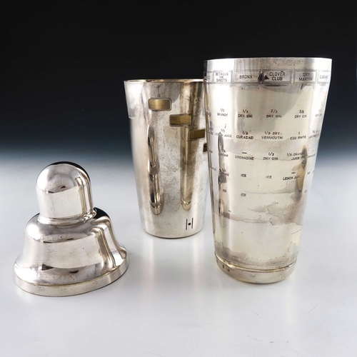 230 - An Art Deco silver plated Tells You How, recipe cocktail shaker, Napier, circa 1930s, the double cas... 