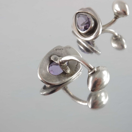 275 - Kalo Shop, a pair of American Arts and Crafts silver and amethyst cufflinks, Chicago circa 1920, the... 