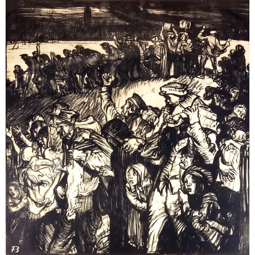 307 - Frank Brangwyn (1867-1956), The Retreat from Antwerp, lithograph, signed in pencil, 75cm x 72cm, fra... 