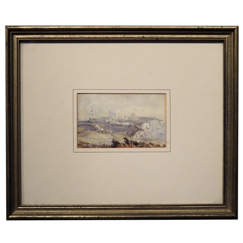 326 - English School (early 19th century), Dover Castle, watercolour, 7cm x 12cm, framed