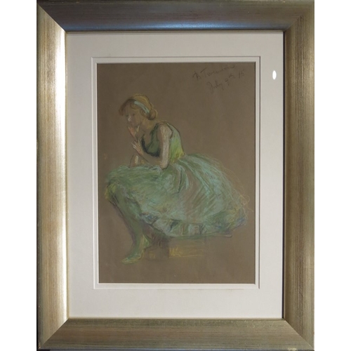 328 - B. Trenlow (early 20th century), Seated Ballerina, pastel, signed and dated July 9th 1915, 33cm x 23... 