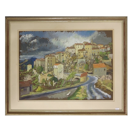 332 - Tom Pomfret (1920-1997), Sartène Corsica, mixed media, signed and dated 1973, 47cm x 63cm, framed