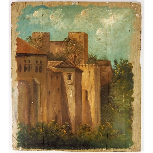 349 - Continental School (late 19th century), La Alhambra Grenada, Spain, oil on panel, signed, 52cm x 44c... 