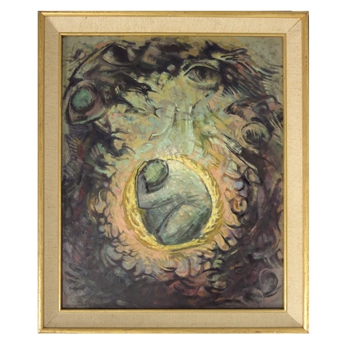 360 - Anthony Baynes (1921-2003), The Hour of the Wolf, oil on board, label on verso, 54cm x 44cm, framed