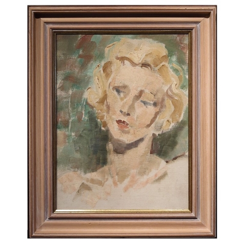 364 - Greville Irwin (1893-1947), Portrait of a Lady, oil on canvas board, signed on verso, 40cm x 30cm, f... 