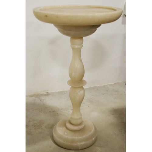 376 - An alabaster pedestal occasional table or stand, turned baluster and blade  knopped support, 40cm di... 