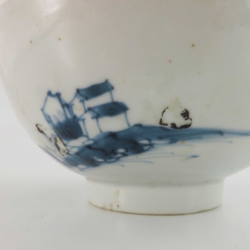 403 - A Chinese blue and white bowl, Qianlong, circa 1750, footed form painted with bridge and landscape, ... 