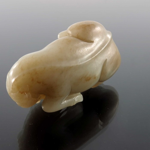 420 - A Chinese jade carving, in the form of a supine horse with monkey, 9cm