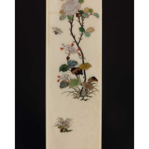 436 - ? A Japanese Meiji ?? period ivory and Shibayama page turner, inlaid on both sides with semi preciou... 