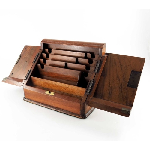 458 - A Victorian walnut stationary cabinet, together with a parquetry work or jewel box (2)