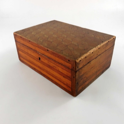 458 - A Victorian walnut stationary cabinet, together with a parquetry work or jewel box (2)