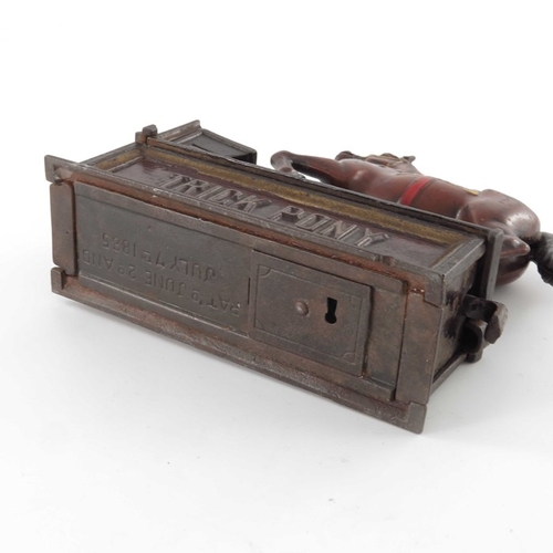 465 - A Victorian cast iron Trick Pony Bank mechanical money box, American circa 1885, cold painted, model... 