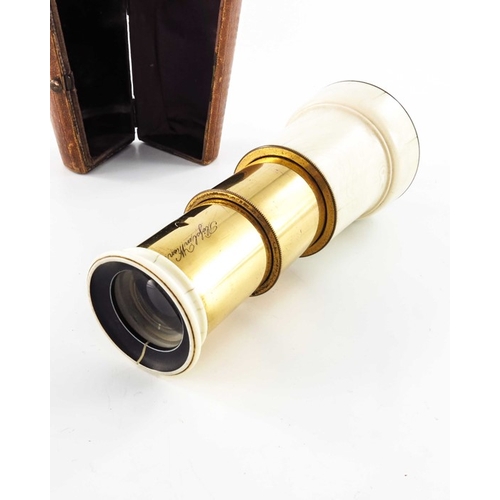 468 - Georg Simon Plossl, a 19th century Austrian ivory and gilt brass two draw telescope, turned conical ... 