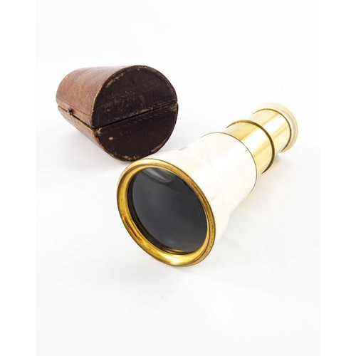 468 - Georg Simon Plossl, a 19th century Austrian ivory and gilt brass two draw telescope, turned conical ... 