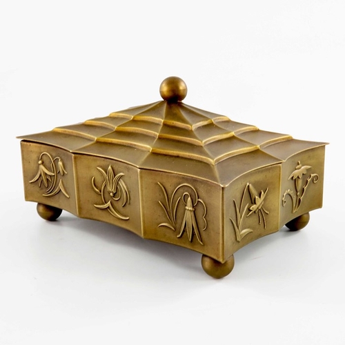 488 - Dagobert Peche, an Art Deco gilt metal box, circa 1920s, rectangular section, fluted and embossed to... 