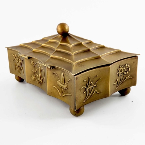 488 - Dagobert Peche, an Art Deco gilt metal box, circa 1920s, rectangular section, fluted and embossed to... 