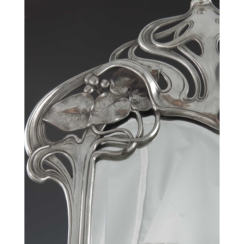 506 - AK and Cie for WMF, a Jugendstil silver plated toilet mirror, cast in the Art Nouveau style with rec... 