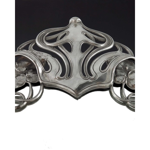 506 - AK and Cie for WMF, a Jugendstil silver plated toilet mirror, cast in the Art Nouveau style with rec... 