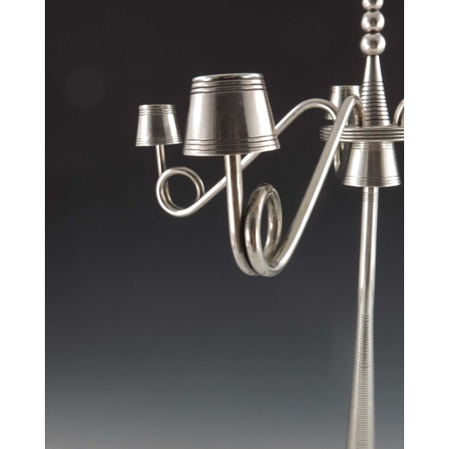 509A - Bruno Paul (attributed) for F W Quist, a Jugendstil silver plated five branch candelabrum, circa 190... 