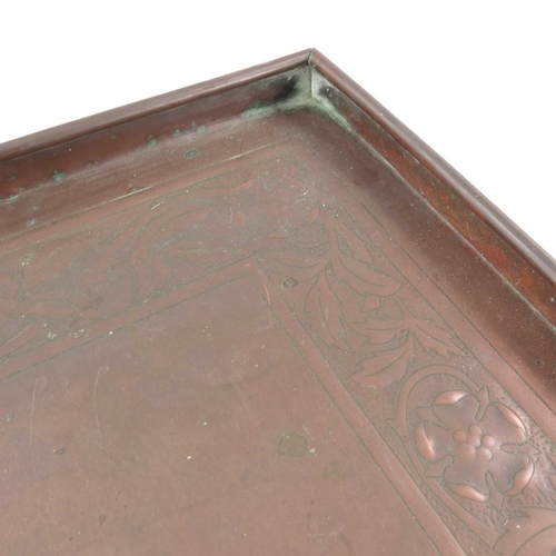 518 - W H Mawson for Keswick School of Industrial Arts, an Arts and Crafts copper tray, rectangular form w... 