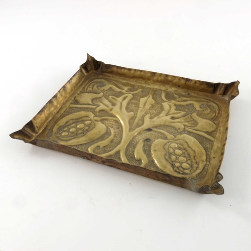 519 - W H Mawson for Keswick School of Industrial Arts (attributed), an Arts and Crafts brass tray, repous... 