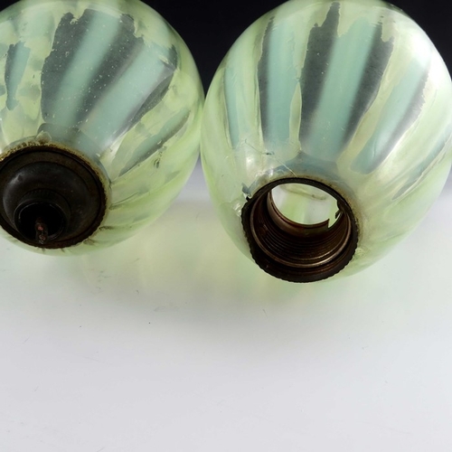 546 - A pair of Arts and Crafts opal glass light shades, probably John Walsh Walsh, closed tulip form with... 