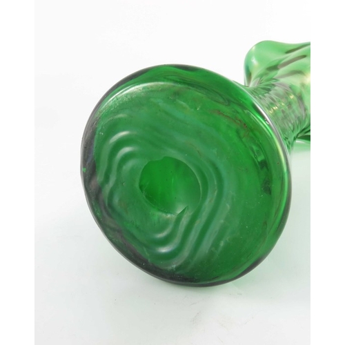 551 - Loetz, a Secessionist Creta optic wave moulded glass vase, green lustre with ribbed design, waisted ... 