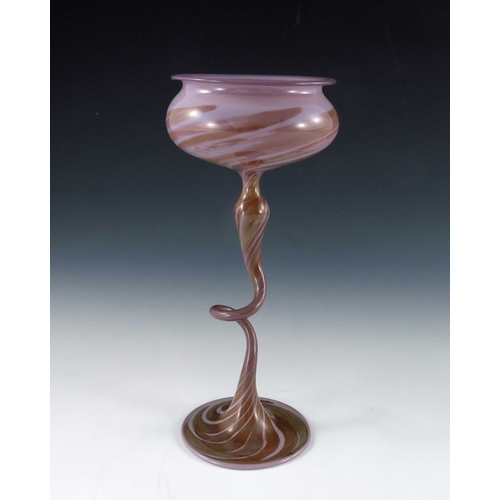 553 - Karl Koepping for Friedrich Zitzmann, a Jugendstil lampworked glass goblet, circa 1900, the open twi... 