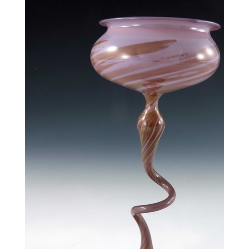 553 - Karl Koepping for Friedrich Zitzmann, a Jugendstil lampworked glass goblet, circa 1900, the open twi... 