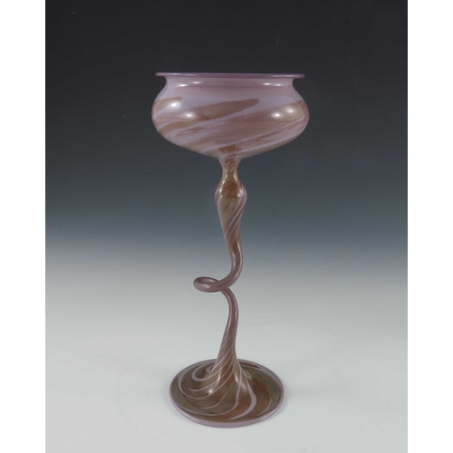 553 - Karl Koepping for Friedrich Zitzmann, a Jugendstil lampworked glass goblet, circa 1900, the open twi... 