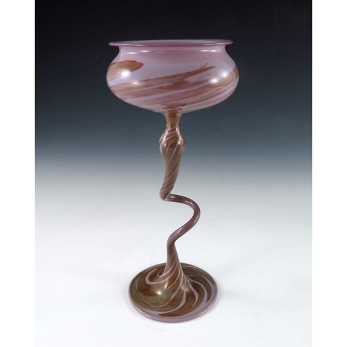 553 - Karl Koepping for Friedrich Zitzmann, a Jugendstil lampworked glass goblet, circa 1900, the open twi... 