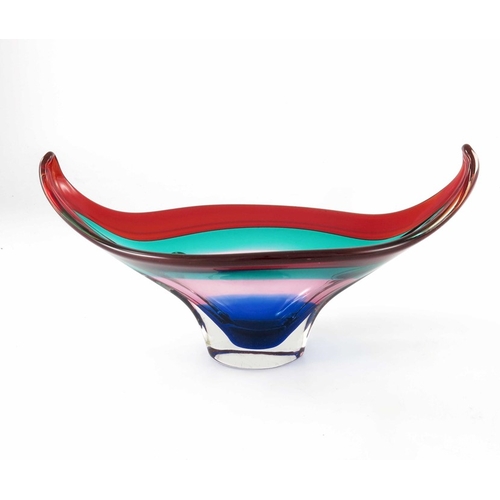 564 - A Murano glass Sommerso vase, imported by Hans Geismar, circa 1950s, pulled elliptical form with mul... 