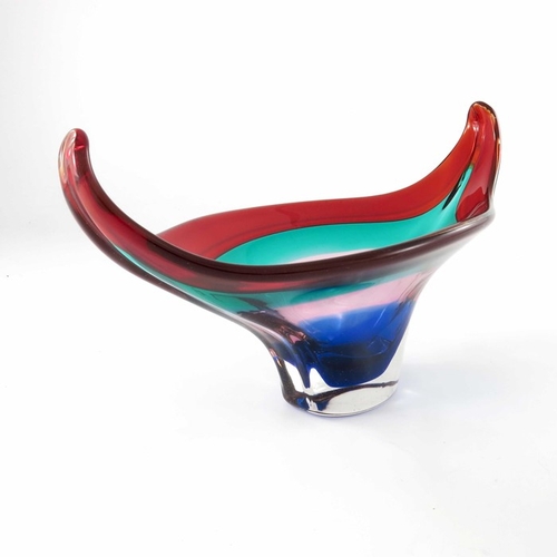 564 - A Murano glass Sommerso vase, imported by Hans Geismar, circa 1950s, pulled elliptical form with mul... 