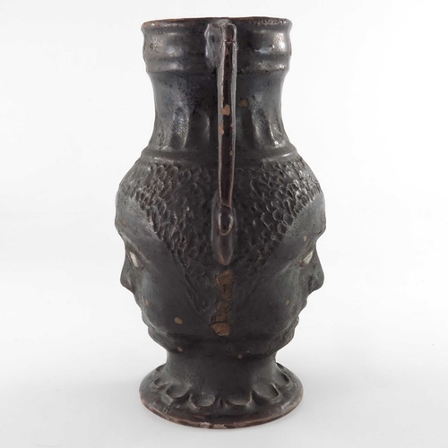 580 - An Attic style janiform kantharos, twin handled Classical urn vase form, relief moulded with African... 